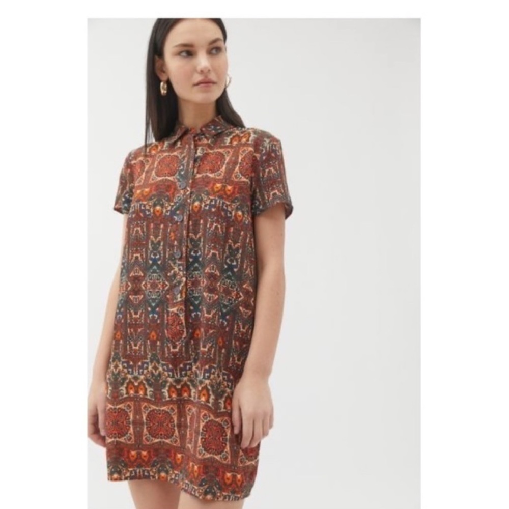 Urban Outfitters Wismer Printed Bohemian Mini Shirt Dress - Picture 8 of 8